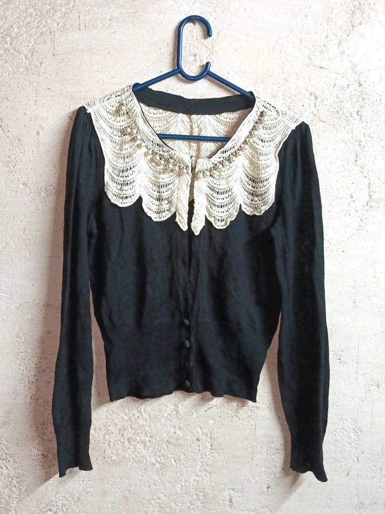 Partywear Embellished Button-down Shrug Cardigan