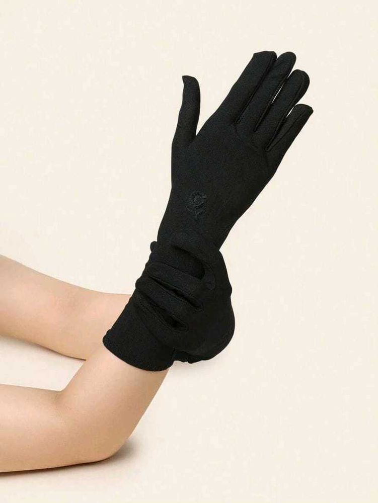 Black Embroidered Gloves
