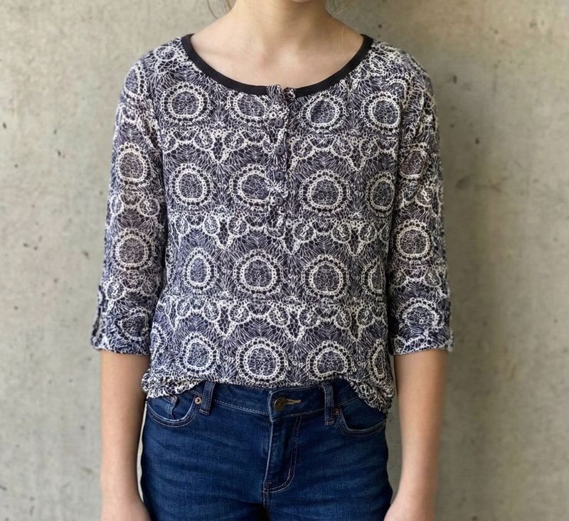 Patterned Three Quarter Sleeve Top