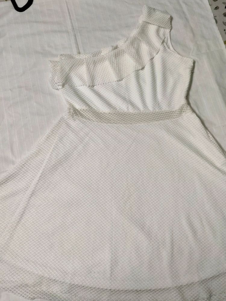 White Off-Shoulder Dress For Women(XL)
