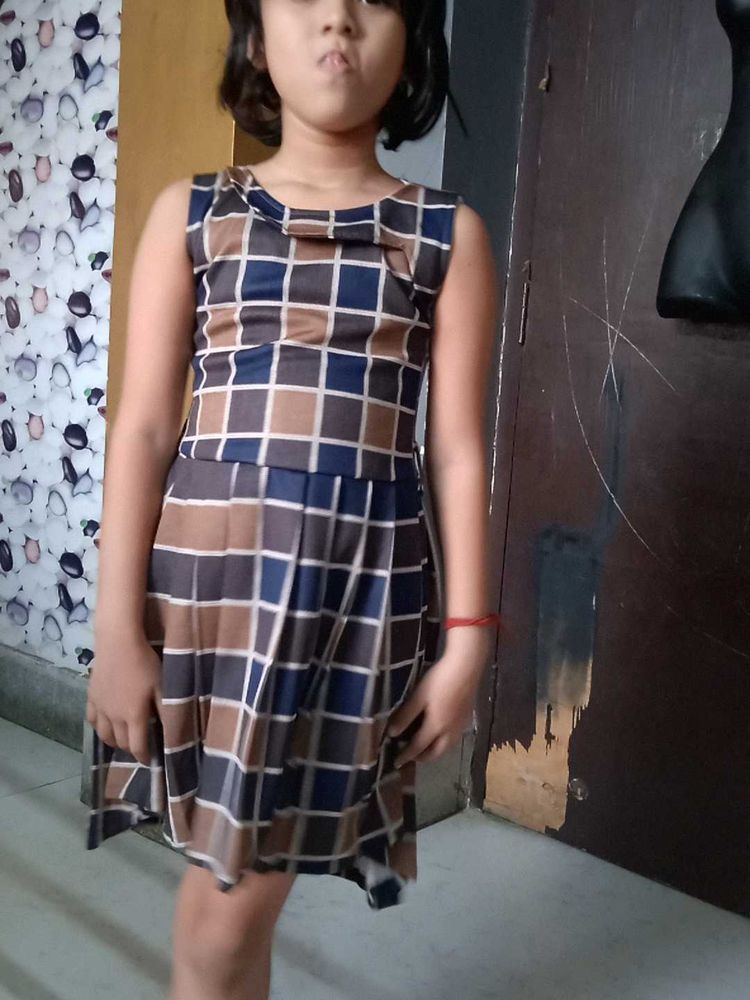 Cute Checked Girls Dress