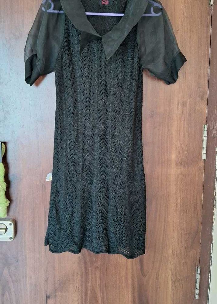 Black Crochet Mini Dress