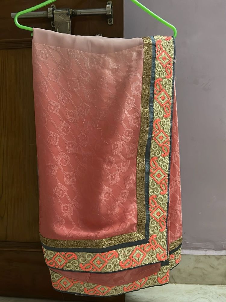 Elegant Pink Embroidered Saree