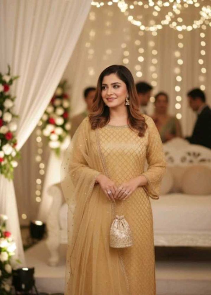 Elegant Golden Kurta Set