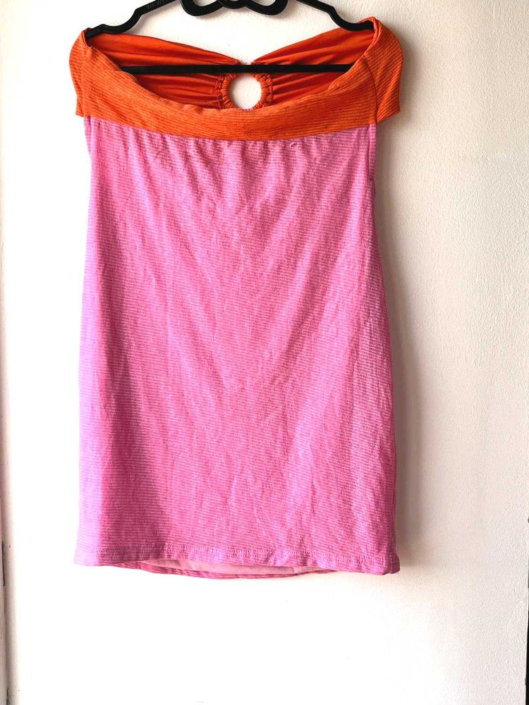 Pink &amp; Orange Strapless Dress