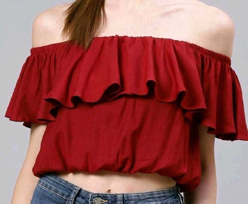 Red Ruffled Off-Shoulder Top