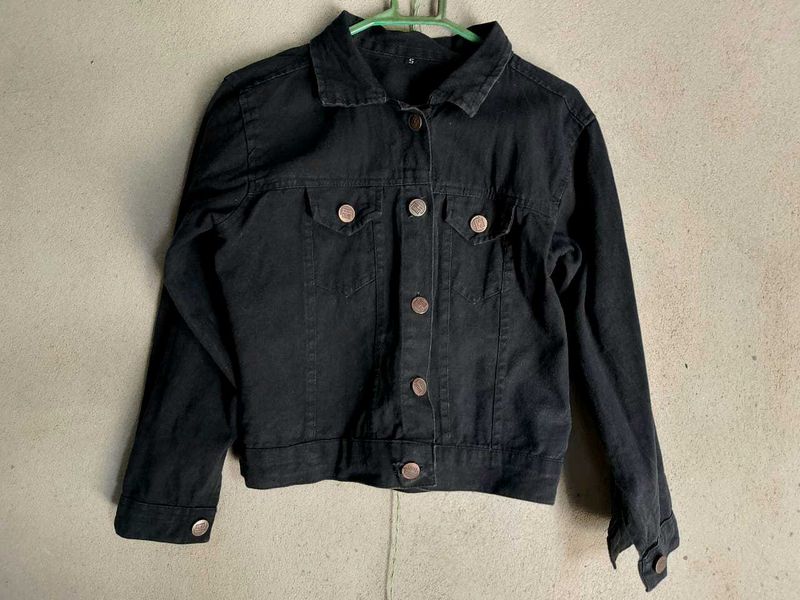 Black Denim Cropped Jacket