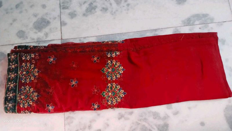 Red Embroidered Saree
