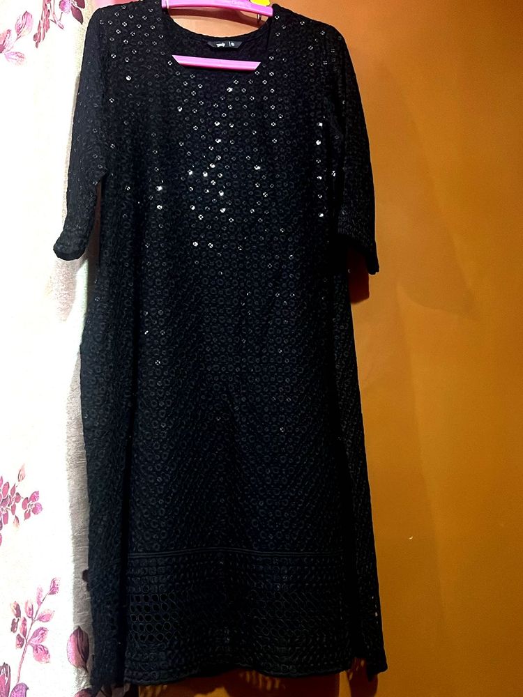 SOCH Black Embroidered Sparkle Kurta