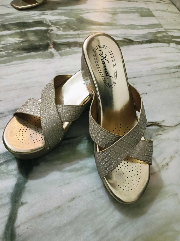 Shinny Golden Party Wear Heels