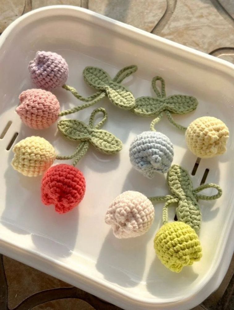 Cute Crochet Tulip Keychain