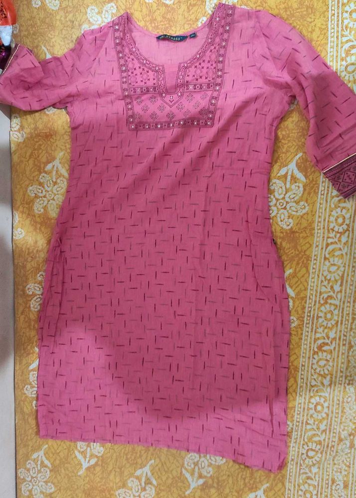 Pink Embroidered Kurta