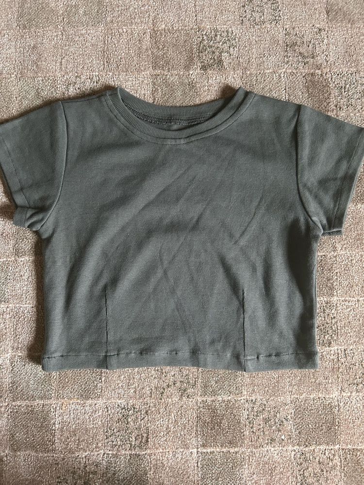 Olive Green Cropped Tee