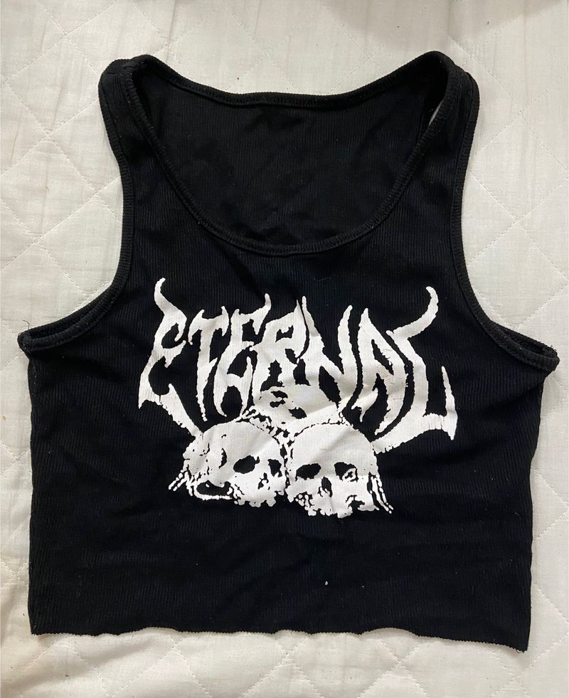 Black Graphic Tank Top