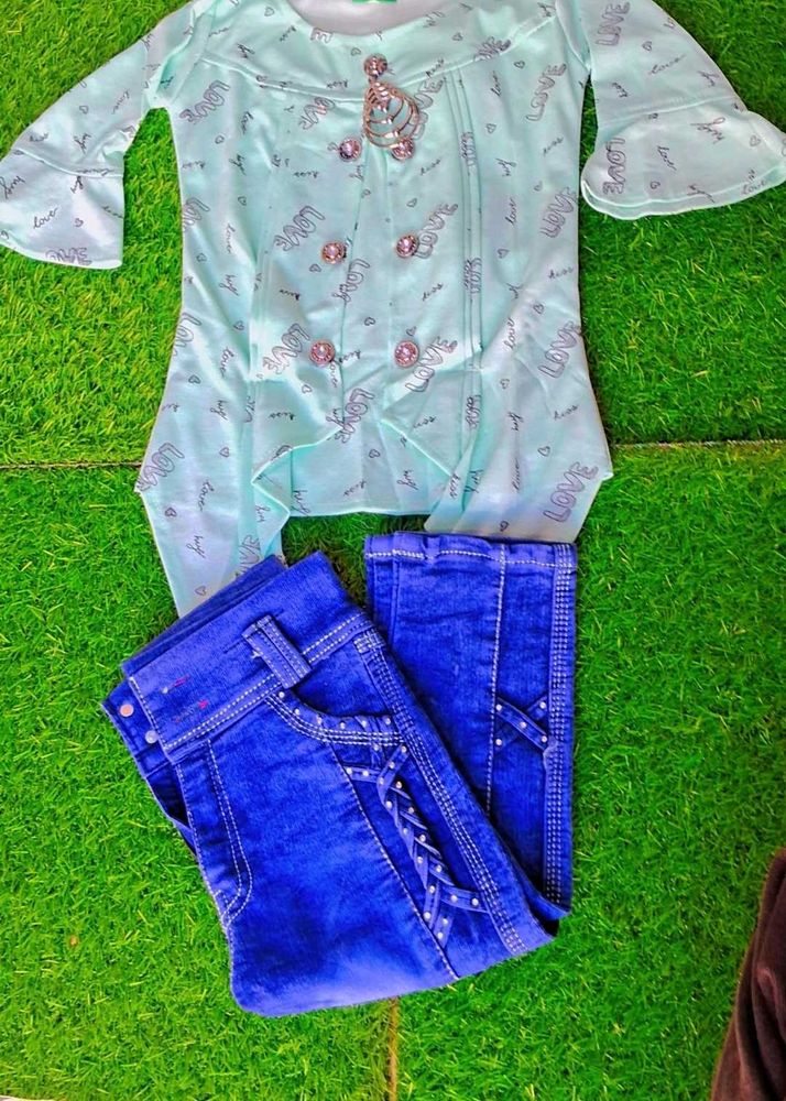 Fancy Party Wear Girls Top Jeans 👗👖