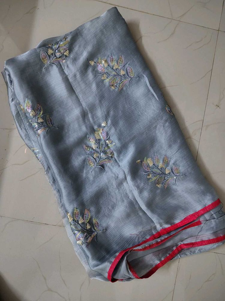 Grey Work Saree