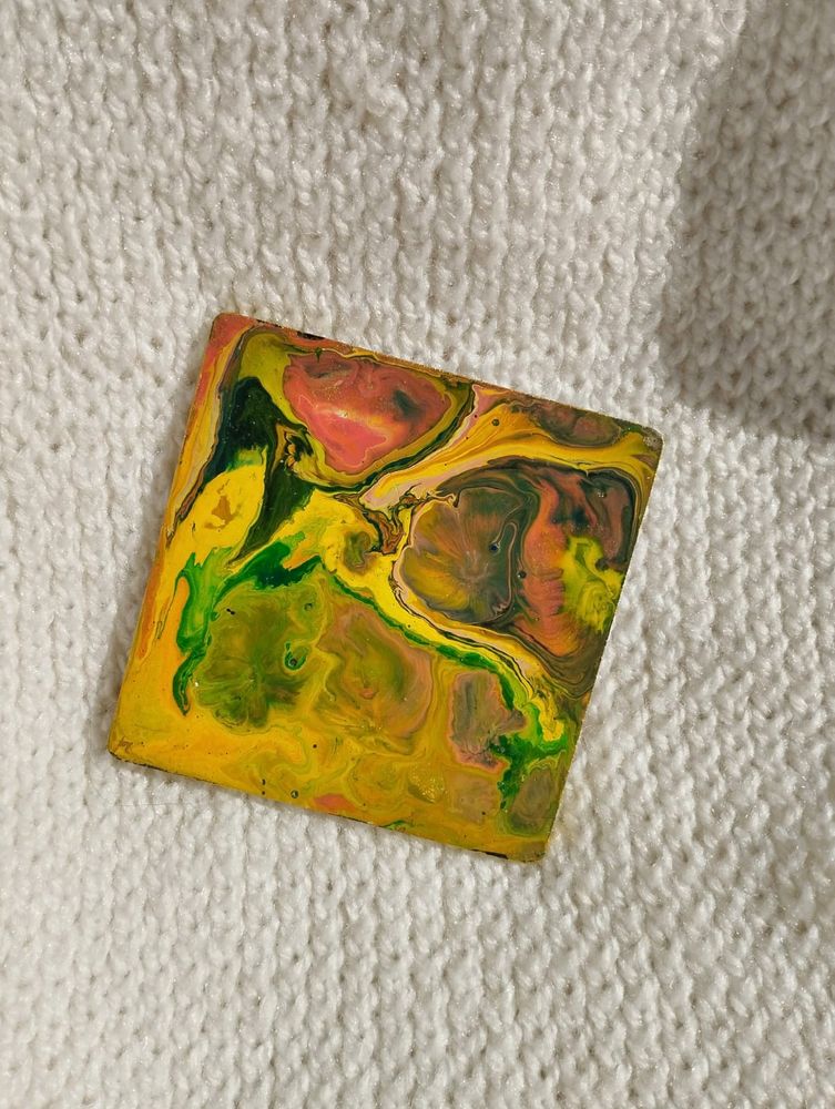Hand-painted  Abstract wooden coaster