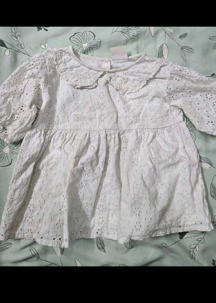 White Schiffli Top 5-6 Yrs