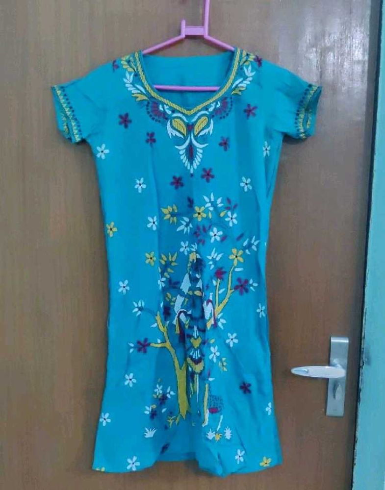 Kantha Work Blue Kurti