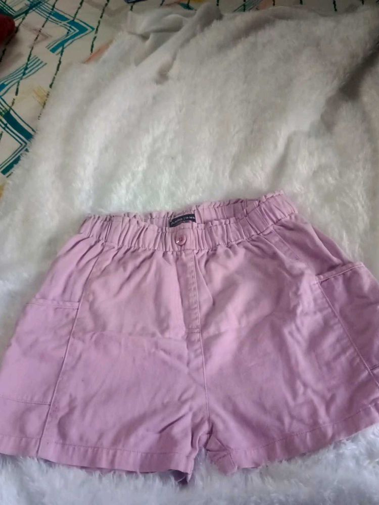 Lavender High-Waisted Shorts