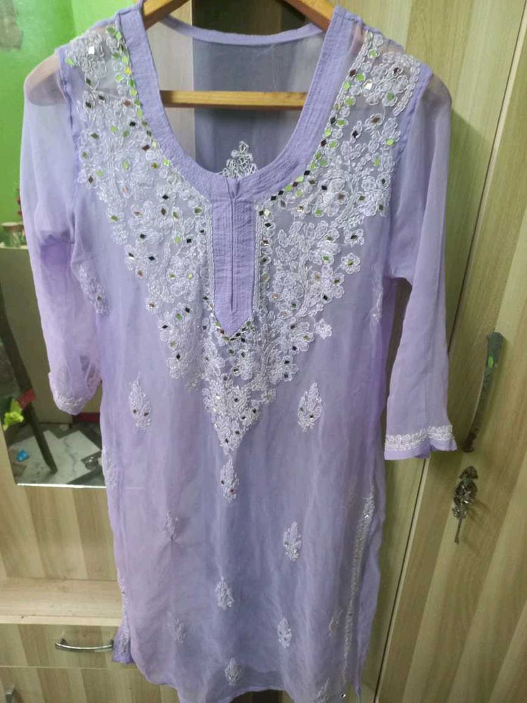 Elegant Purple Kurta with mirror work