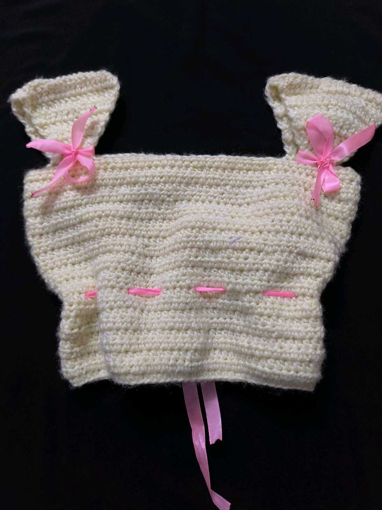 Crochet Crop Top with Ribbon