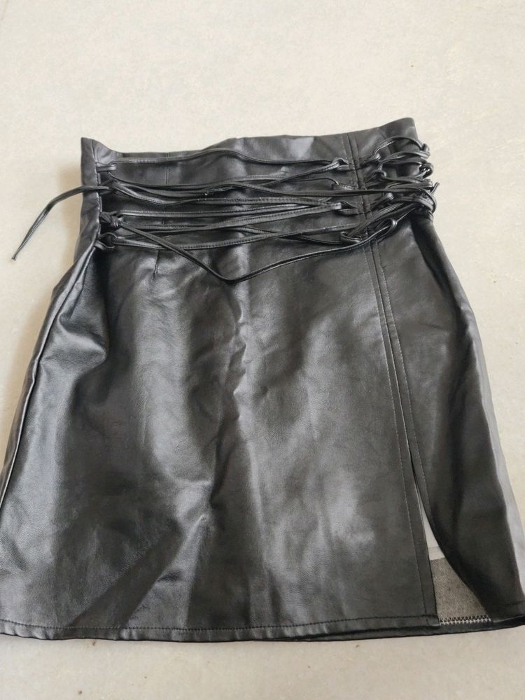 Adjustable Leather Skirt Skort
