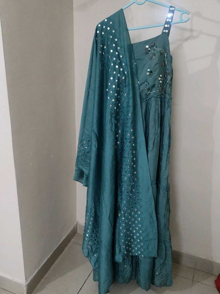 Elegant Teal Ethnic Dress with dupatta