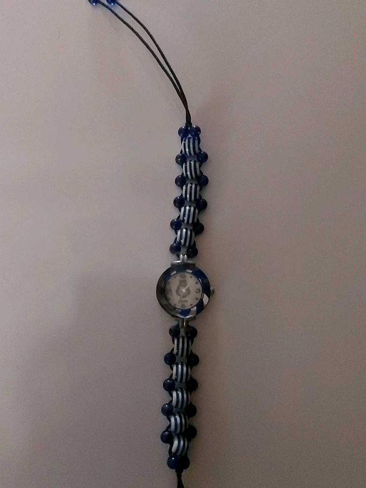 Blue And White Beaded Womens Watch