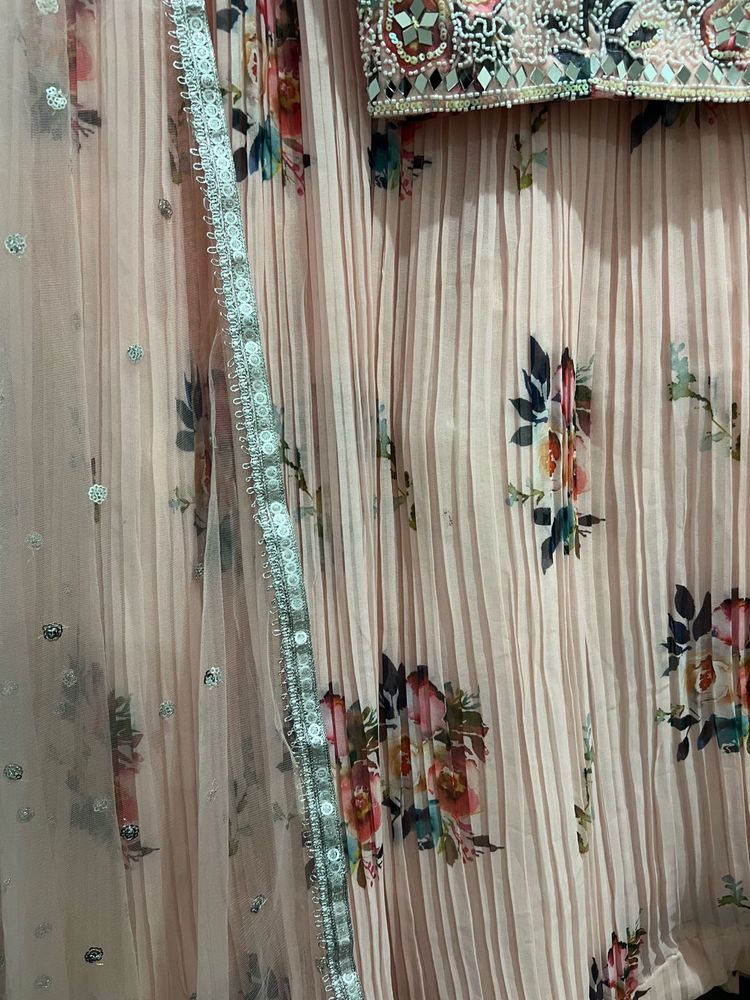 Elegant Peach Floral Lehenga Choli