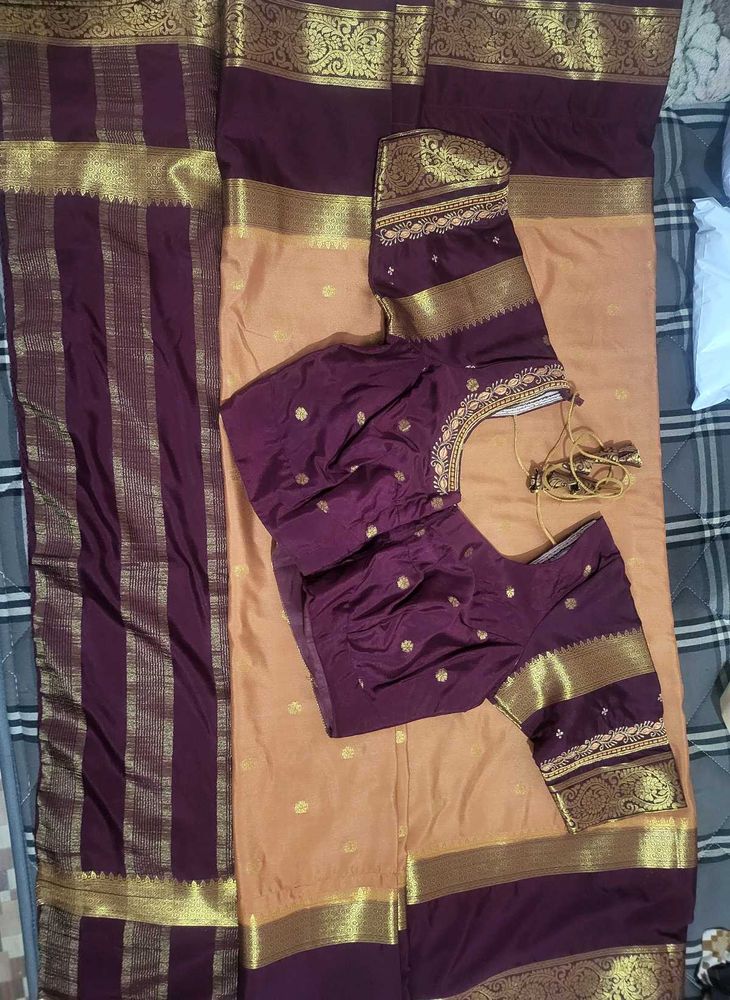 Mysore crepe silk peach