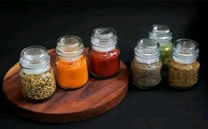 Set of 6 Glass Spice Jars