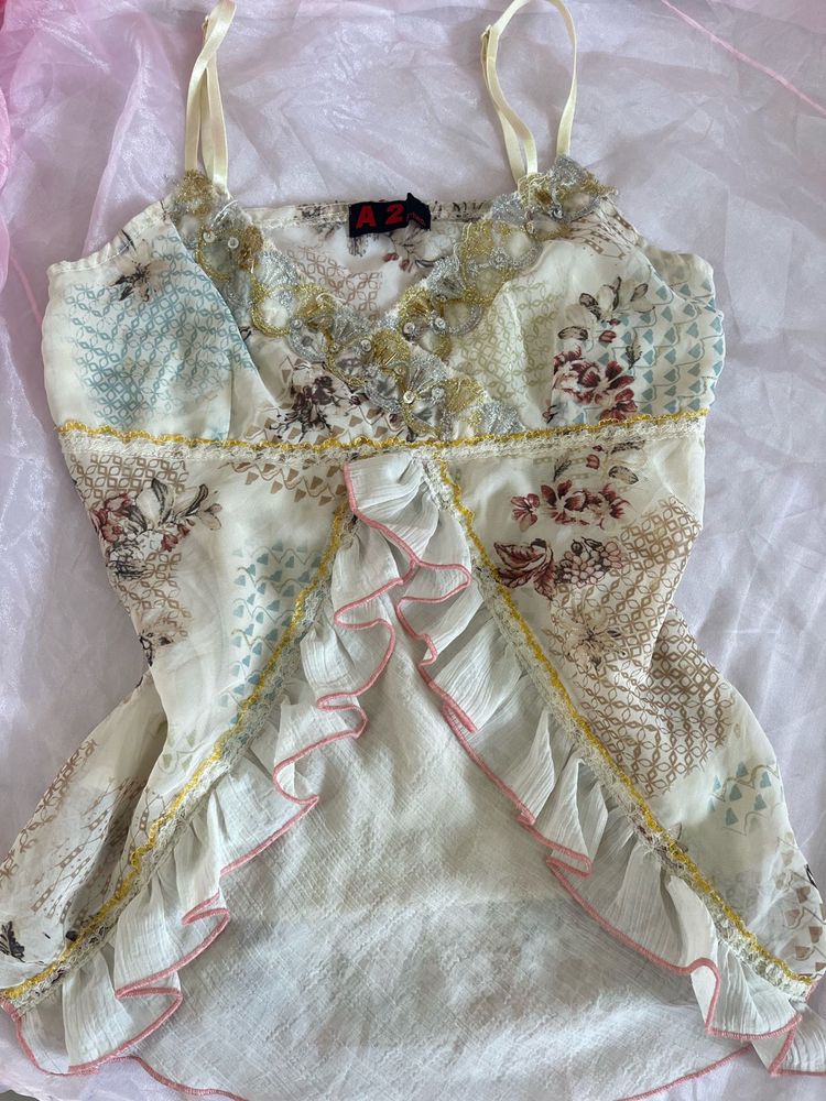 Vintage Romance Ruffle Camisole Top