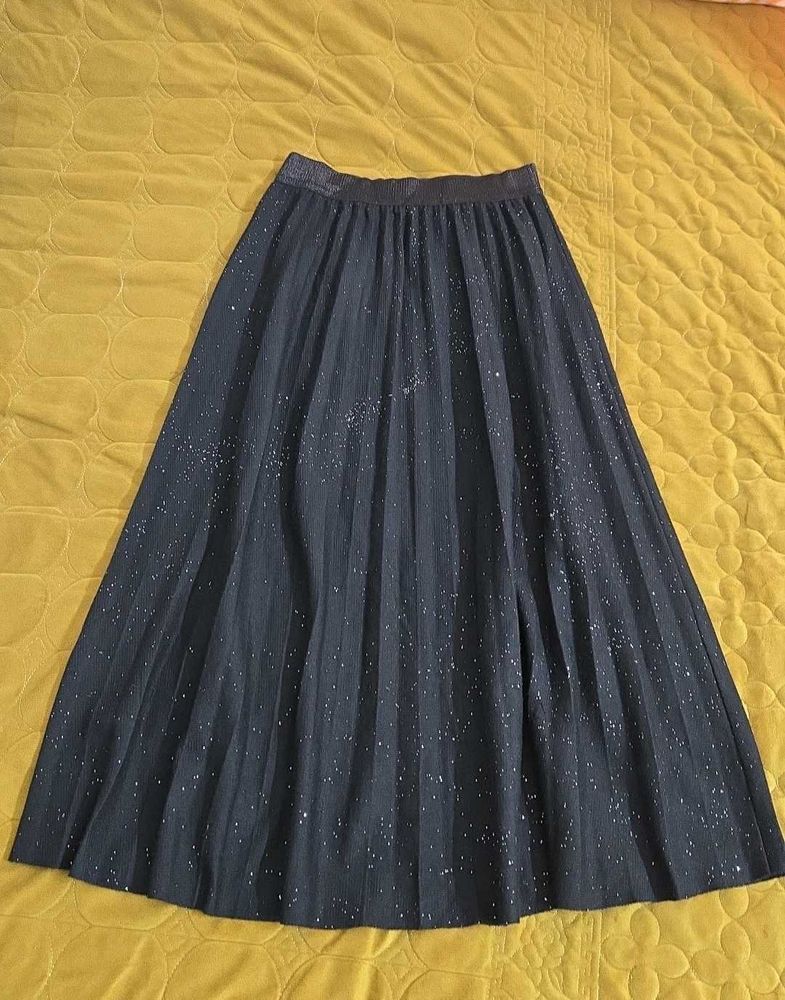 Sparkly Pleated Maxi Skirt waist 30