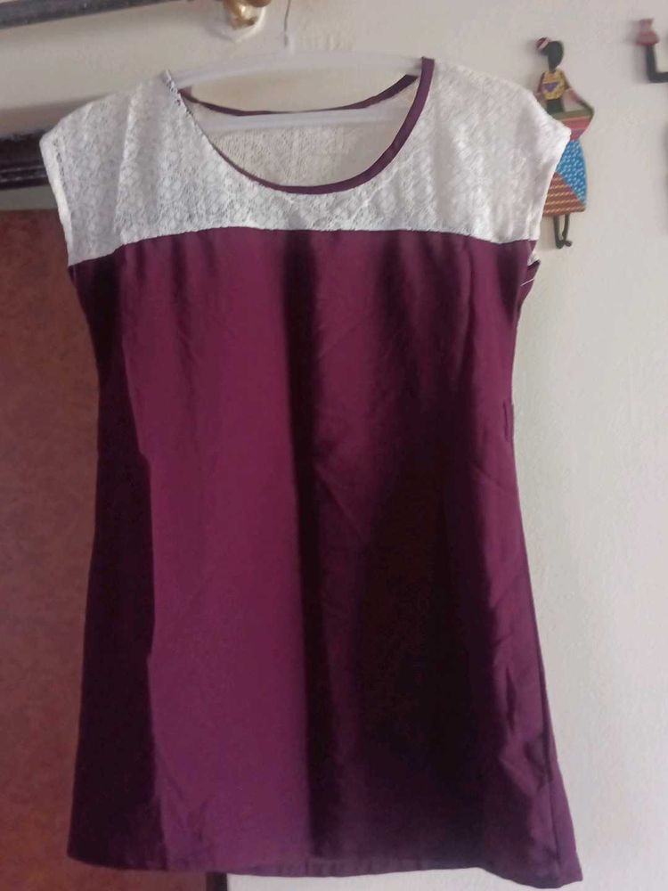 Burgundy &amp; Lace Sleeveless Top
