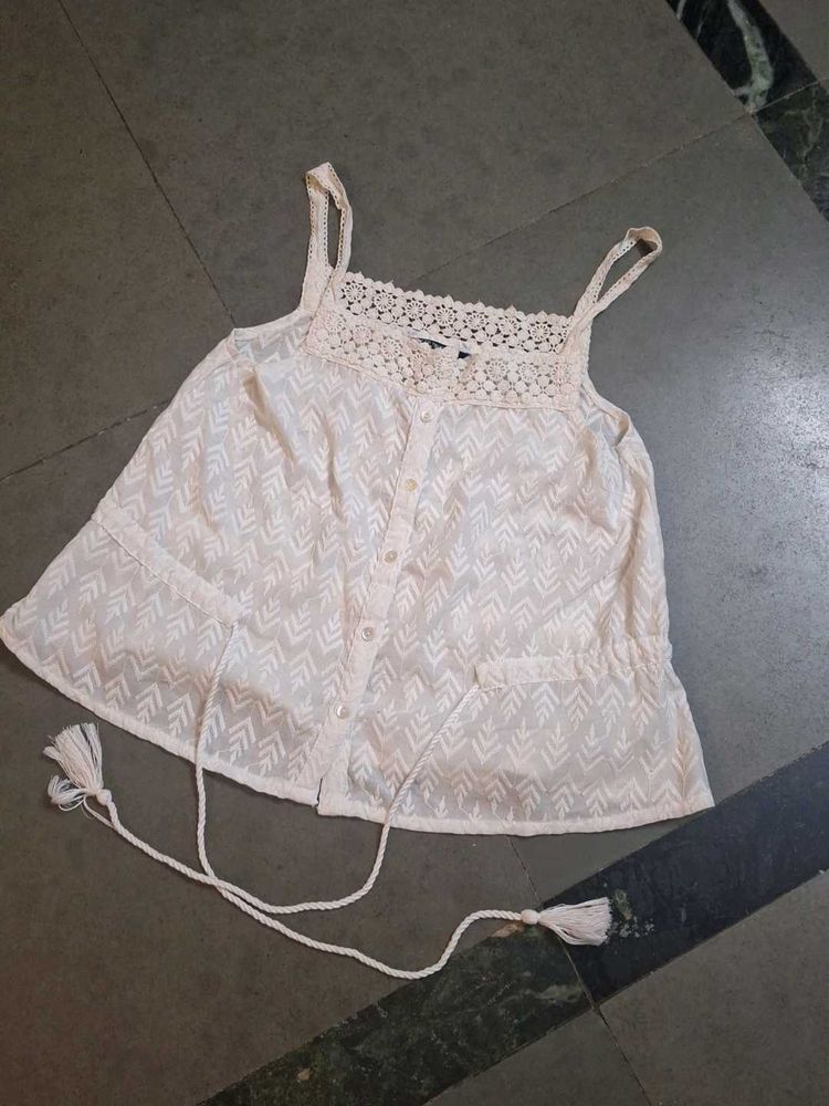 Cream Crochet Top
