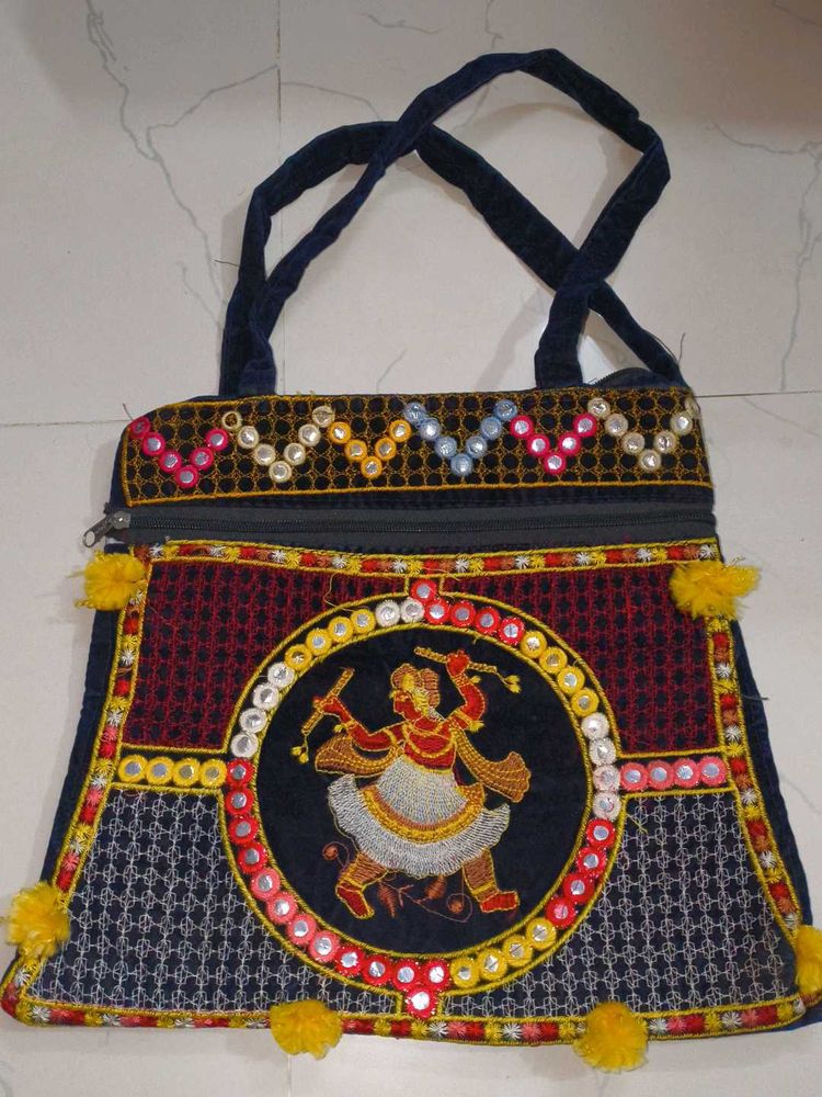 Embroidered Folk Art Tote Bag
