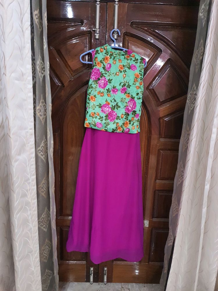 Pink Gown With Attached Vest