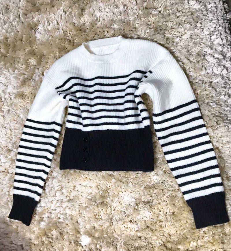 Heavy Quality Striped Knit Pullover Sweater