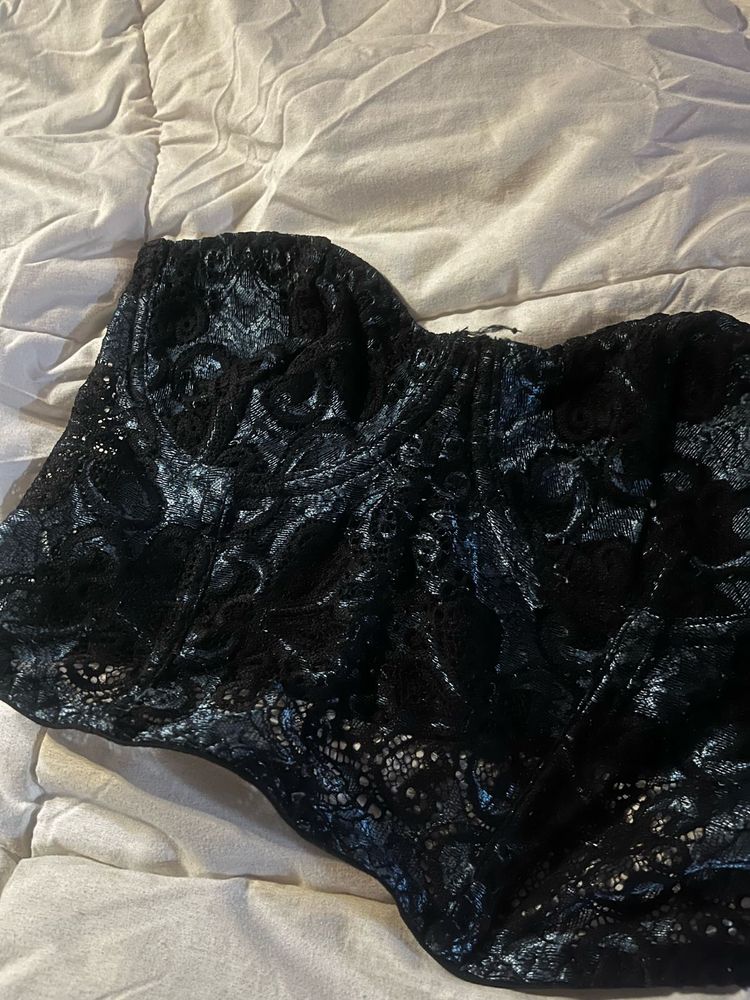 Black Lace Bustier Top