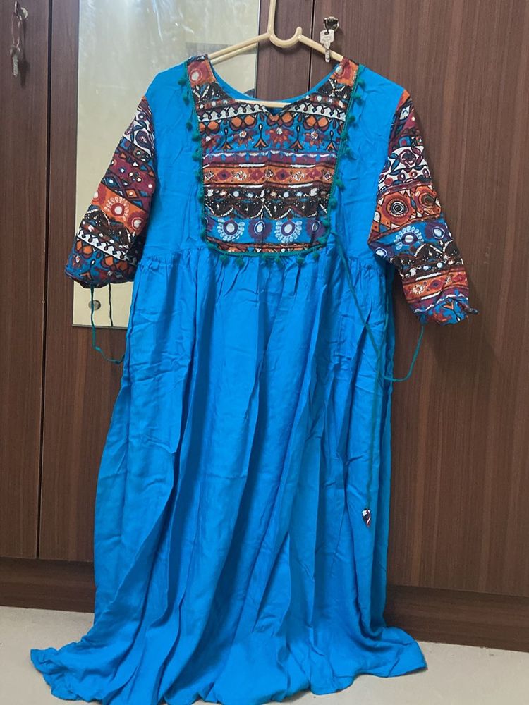 Blue Embroidered Dress