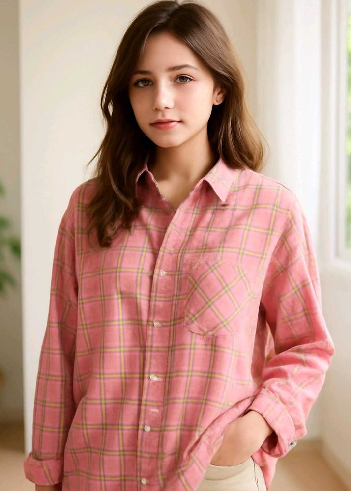 Pink Plaid Button-Down Shirt
