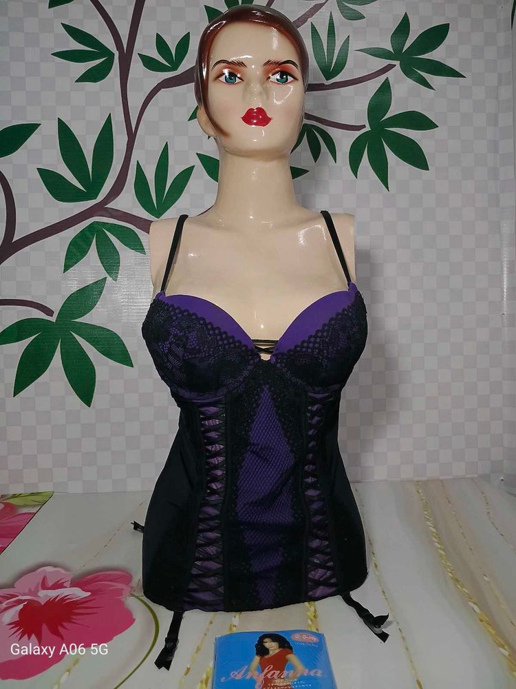 (1409)Elegant Purple &amp; Black Corset