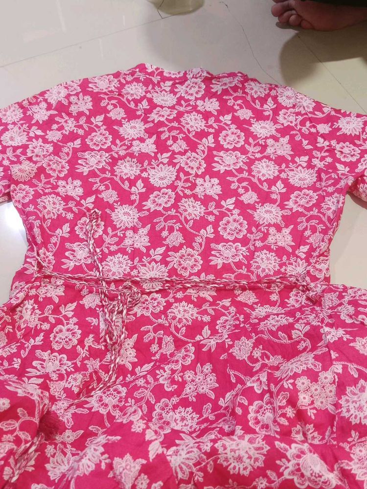 Pink Floral Print Dress