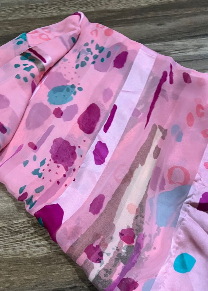 VERY BEAUTIFULL PINK SATTIN PATTA SAREE