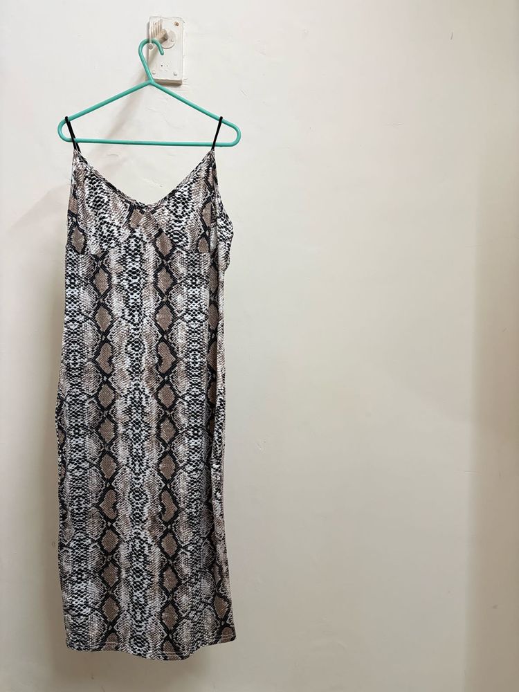 Snakeskin Print Slip Dress