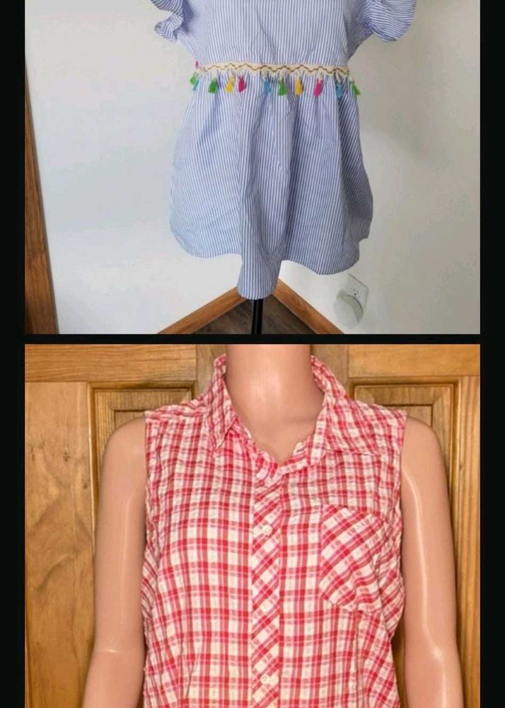 Striped &amp; Plaid Shirt Bundle Combo Pack Of 2