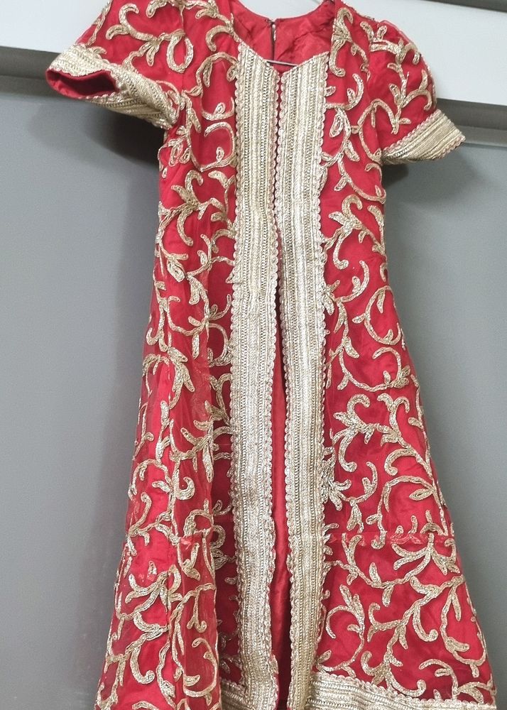 Red &amp; Gold Embroidered Dress