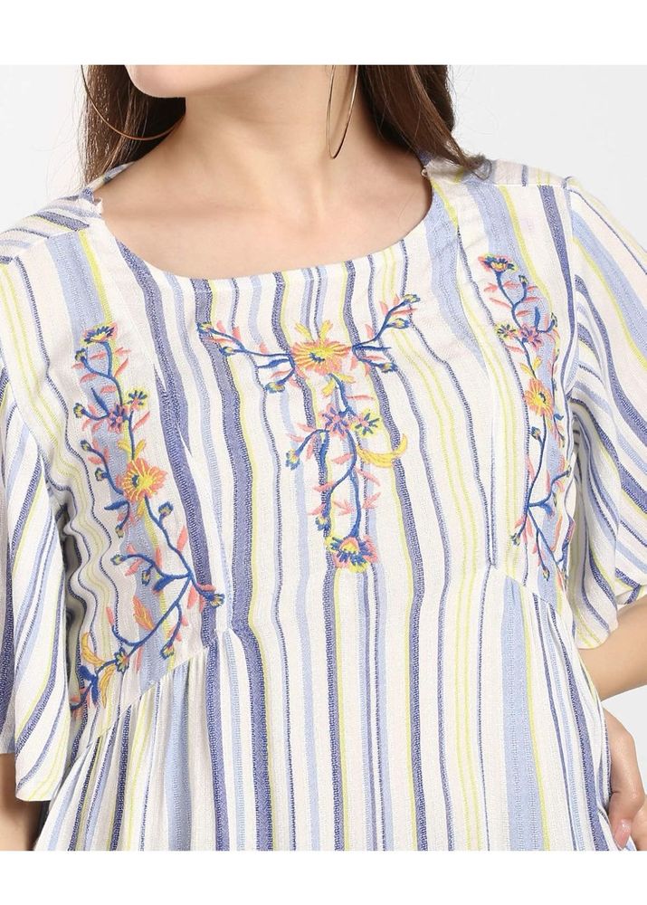 Striped Embroidered Top