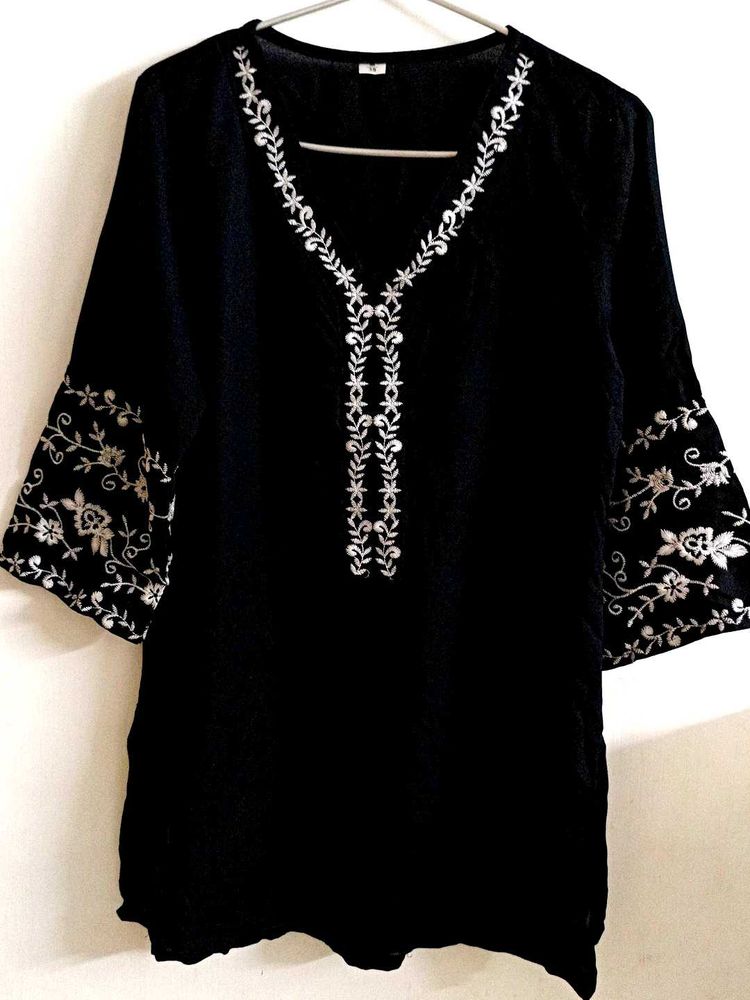 New Black Embroidered Kurti 🔥🌈